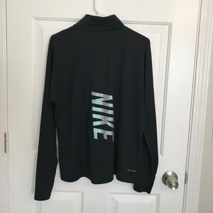 Nike Running Dri-Fit 1/4 Zip Back Graphic Logo Pullover Size L Black